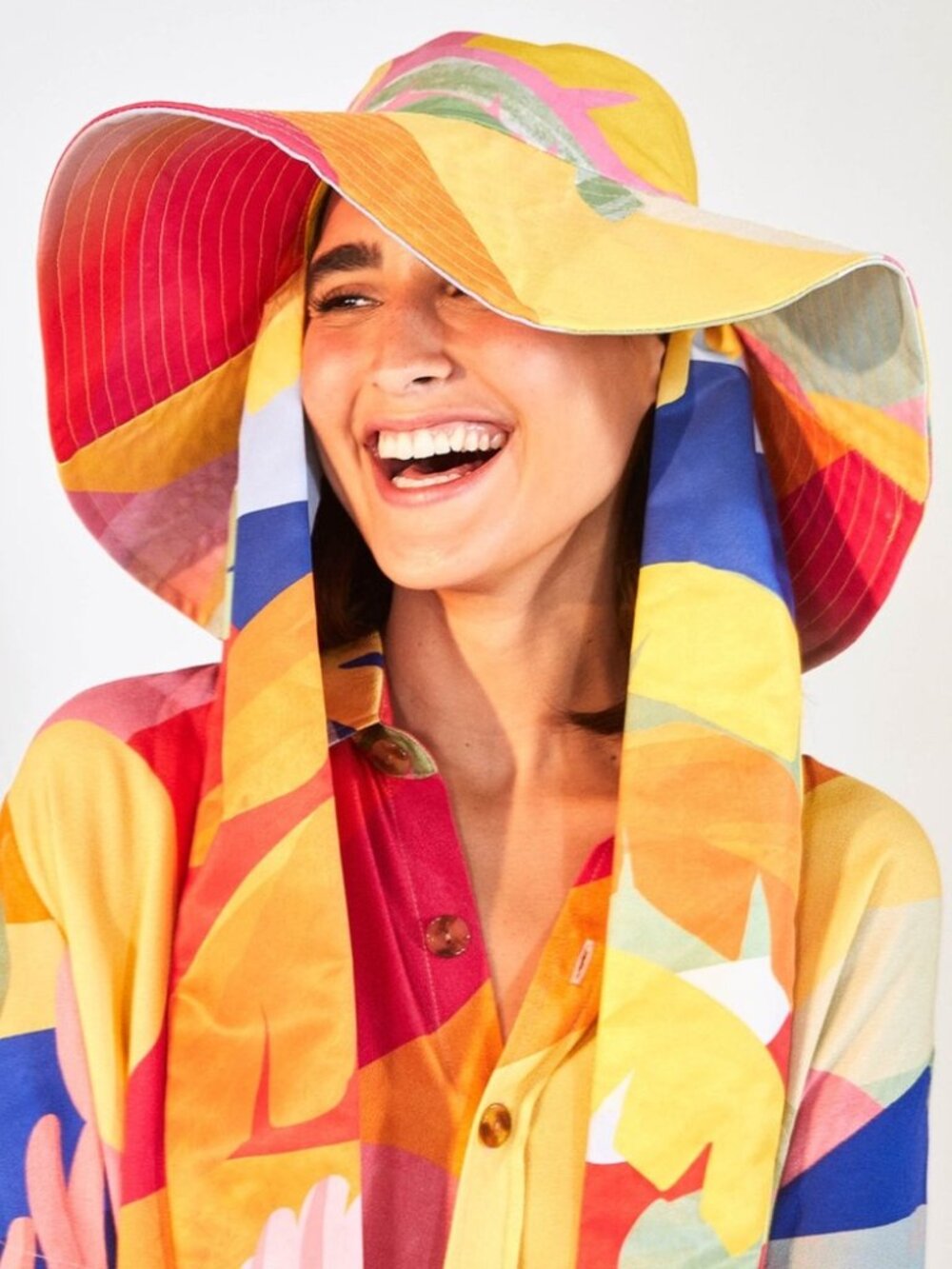 NWT Farm Rio Tropical Sunset Hat with Self-tie straps